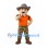 Cowboy Mascot Costume with White Mustache Orange Shirt and Camouflage Trousers