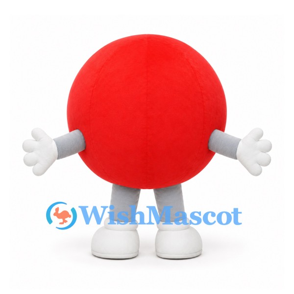 Red Ball Mascot Costume with White Gloves and Boots