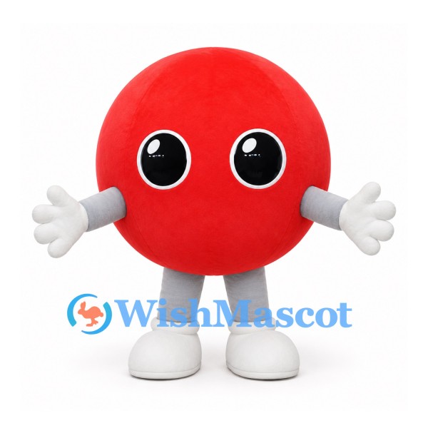 Red Ball Mascot Costume with White Gloves and Boots