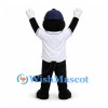 Cat Mascot Costume in Black and White with Baseball Jersey and Cap