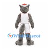 Wolf Mascot Costume in Gray with White Basketball Uniform