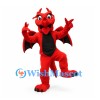 Dragon Mascot Costume in Red with Black Wings and Belly