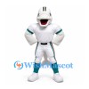 Dolphin Mascot Costume in White and Teal Football Uniform