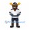 Moose Mascot Costume in White Hockey Jersey with Navy Shorts