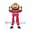 Boy Mascot Costume in Red and Gray Striped Shirt and Beanie