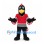 Bird Mascot Costume in Black with Red Hockey Jersey