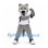 Wolf Mascot Costume in Gray with White Sports Shirt and Blue Shoes