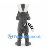 Lemur Mascot Costume in Gray with Striped Tail and Orange Eyes