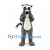 Lemur Mascot Costume in Gray with Striped Tail and Orange Eyes