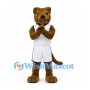 Cougar Mascot Costume in Brown with White Basketball Uniform