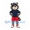 Raccoon Mascot Costume in Navy Shirt and Red Shorts