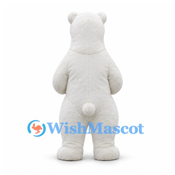 Polar Bear Mascot Costume in White with Rounded Body
