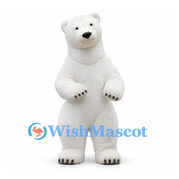 Polar Bear Mascot Costume in White with Rounded Body
