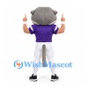 Shark Mascot Costume with Purple Football Jersey and White Trousers
