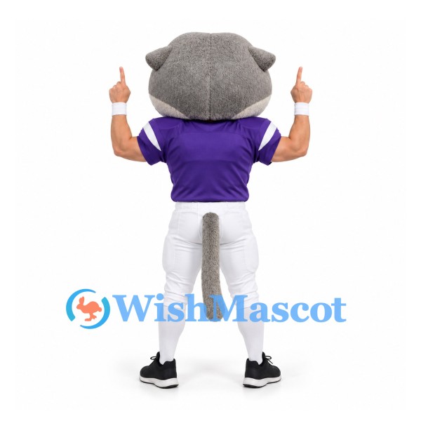 Shark Mascot Costume with Purple Football Jersey and White Trousers