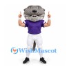 Shark Mascot Costume with Purple Football Jersey and White Trousers