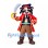 Pirate Mascot Costume in Red Coat with Tricorn Hat and Curved Swords