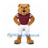 Bulldog Mascot Costume in Tan with Burgundy Football Jersey