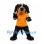 Dog Mascot Costume in Black and Tan with Orange Shirt