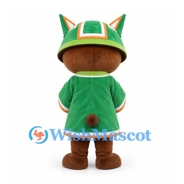 Bear Mascot Costume in Green Wizard Coat and Pointed Ear Hat