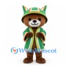 Bear Mascot Costume in Green Wizard Coat and Pointed Ear Hat