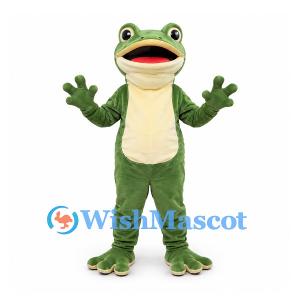 Frog Mascot Costume in Green with Cream Belly