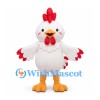 Chicken Mascot Costume in White with Red Comb and Yellow Feet