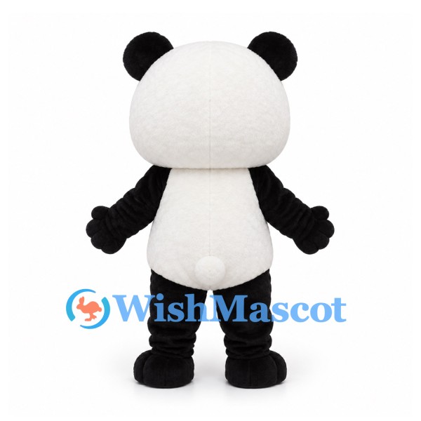 Panda Mascot Costume in Black and White with Round Head