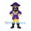 Pirate Mascot Costume in Purple and Yellow with Black Beard