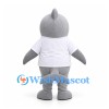 Shark Mascot Costume in Gray with White Shirt