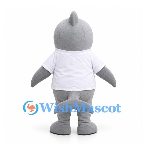 Shark Mascot Costume in Gray with White Shirt