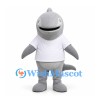 Shark Mascot Costume in Gray with White Shirt
