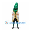 Asparagus Mascot Costume in Green with Silver and Gold Coat
