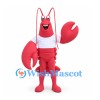 Lobster Mascot Costume in Red with White Shirt and Large Claws