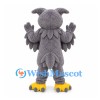 Owl Mascot Costume in Gray with Layered Feathers and Yellow Feet