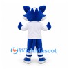 Cat Mascot Costume in Blue and White with White Shirt and Sneakers