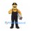 Construction Worker Mascot Costume with Yellow Hard Hat and Black Overalls