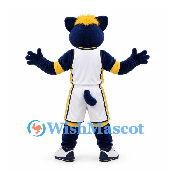 Bird Mascot Costume in Navy and Yellow Basketball Uniform