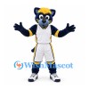 Bird Mascot Costume in Navy and Yellow Basketball Uniform