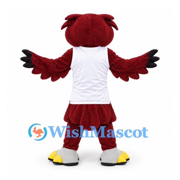 Bird Mascot Costume in Burgundy with White Shirt