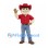 Cowboy Mascot Costume in Red Shirt and Hat with Blue Jeans