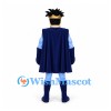 Superhero Mascot Costume in Light Blue with Navy Cape