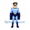 Superhero Mascot Costume in Light Blue with Navy Cape