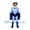 Superhero Mascot Costume in Light Blue with Navy Cape