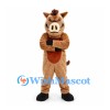 Warthog Mascot Costume in Brown with Tusks and Dark Mane