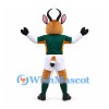 Antelope Mascot Costume in Green and White Sports Uniform