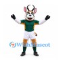 Antelope Mascot Costume in Green and White Sports Uniform