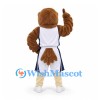 Eagle Mascot Costume in Brown with White Basketball Uniform