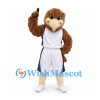 Eagle Mascot Costume in Brown with White Basketball Uniform