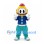 Robot Mascot Costume with Yellow Helmet Blue Jacket and Teal Trousers